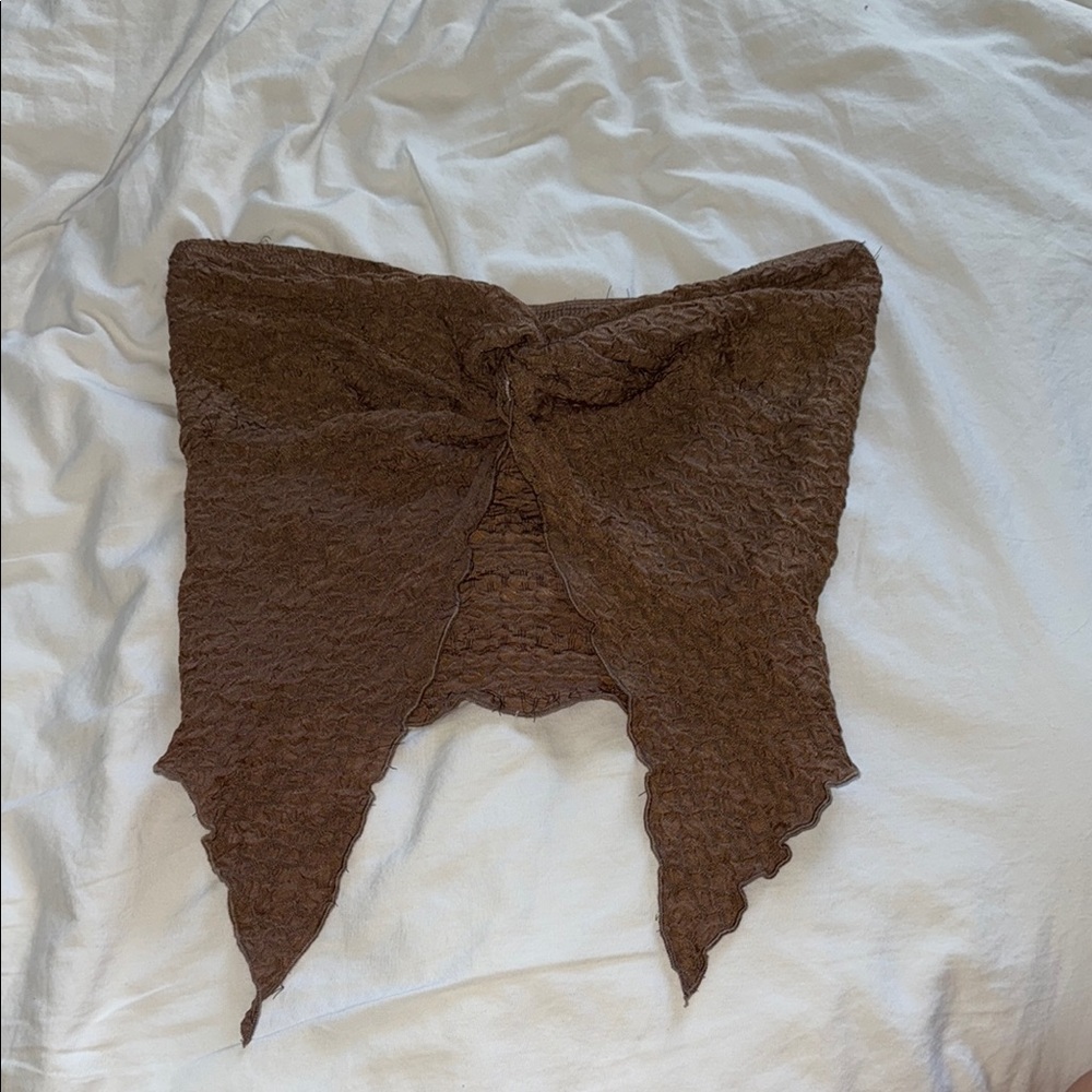 SHEIN Brown Textured Strapless Top